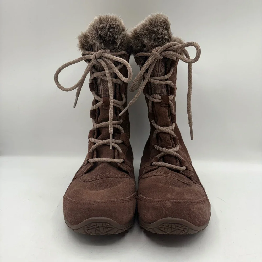 The North Face Womens Nuptse Purna II Brown Waterproof Suede Winter Boots Size 8